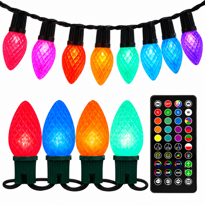 99FT Smart C9 Christmas Lights Outdoor, RGB Color Changing String Lights