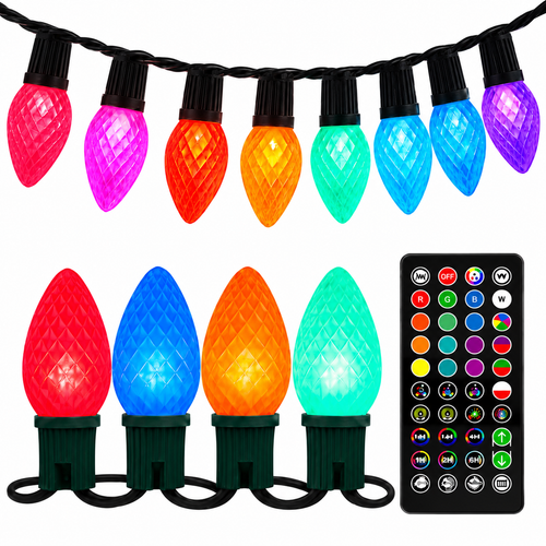 99FT Smart C9 Christmas Lights Outdoor, RGB Color Changing String Lights