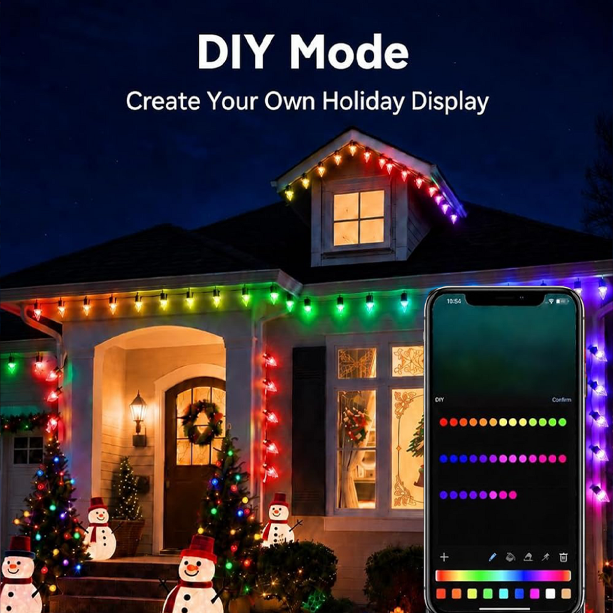99FT Smart C9 Christmas Lights Outdoor, RGB Color Changing String Lights