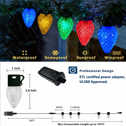 99FT Smart C9 Christmas Lights Outdoor, RGB Color Changing String Lights