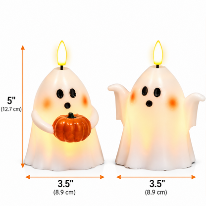 Halloween Flameless Candles with 6hrs Timer Spooky Ghost
