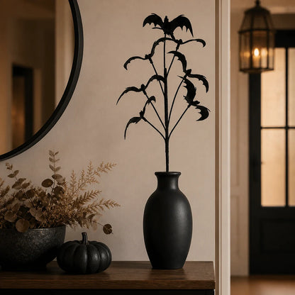 20" Black Fabric Bat Halloween Floral Pick Decoration