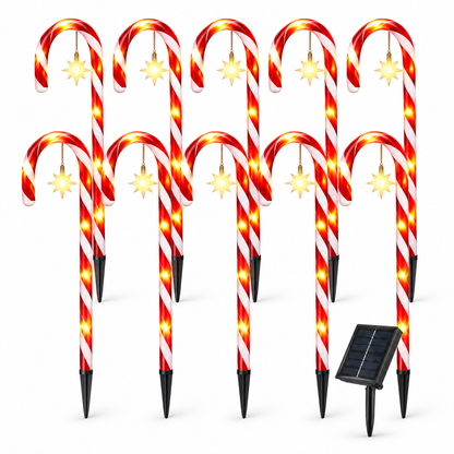 10 Pack Solar Candy Cane Lights