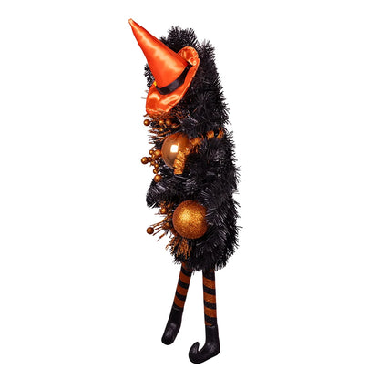 33" Black Witch Hat & Legs Halloween Wreath