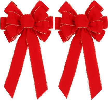 2 Pack Red Christmas Bows Outdoor Decorations