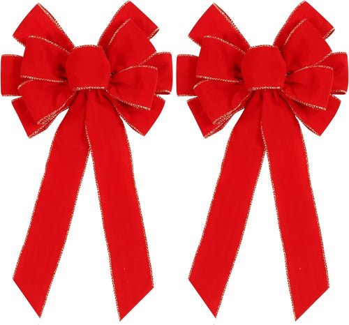 2 Pack Red Christmas Bows Outdoor Decorations