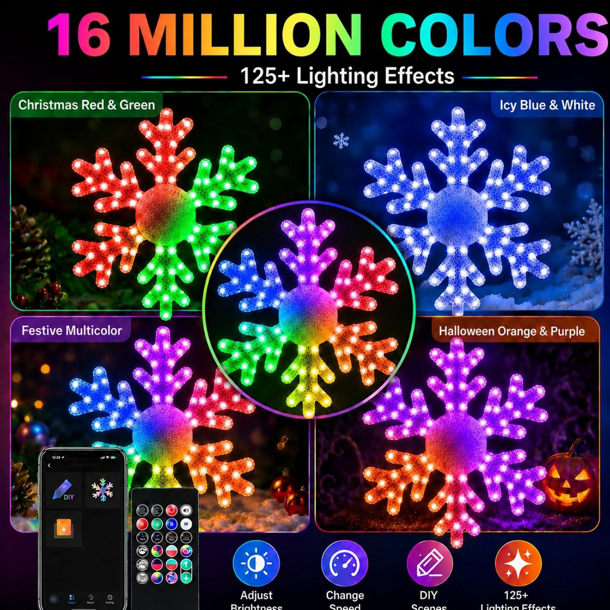 32-Inch Smart LED Snowflake Lights