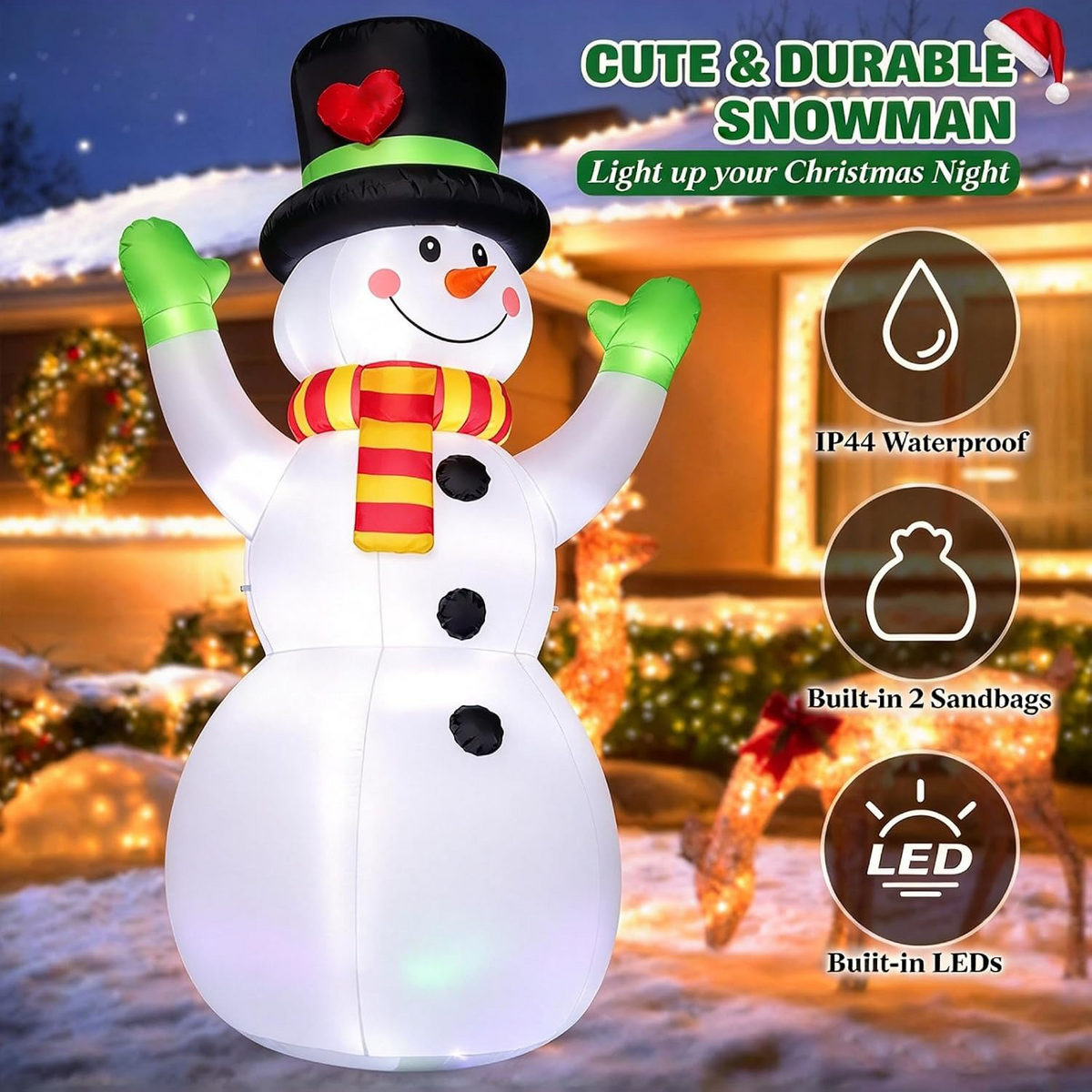 7 FT Christmas Inflatables Snowman Outdoor Decorations