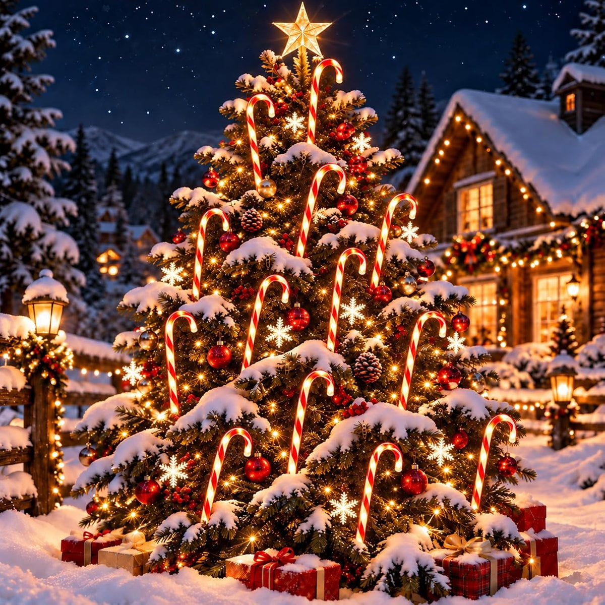 10 Pack Solar Candy Cane Lights