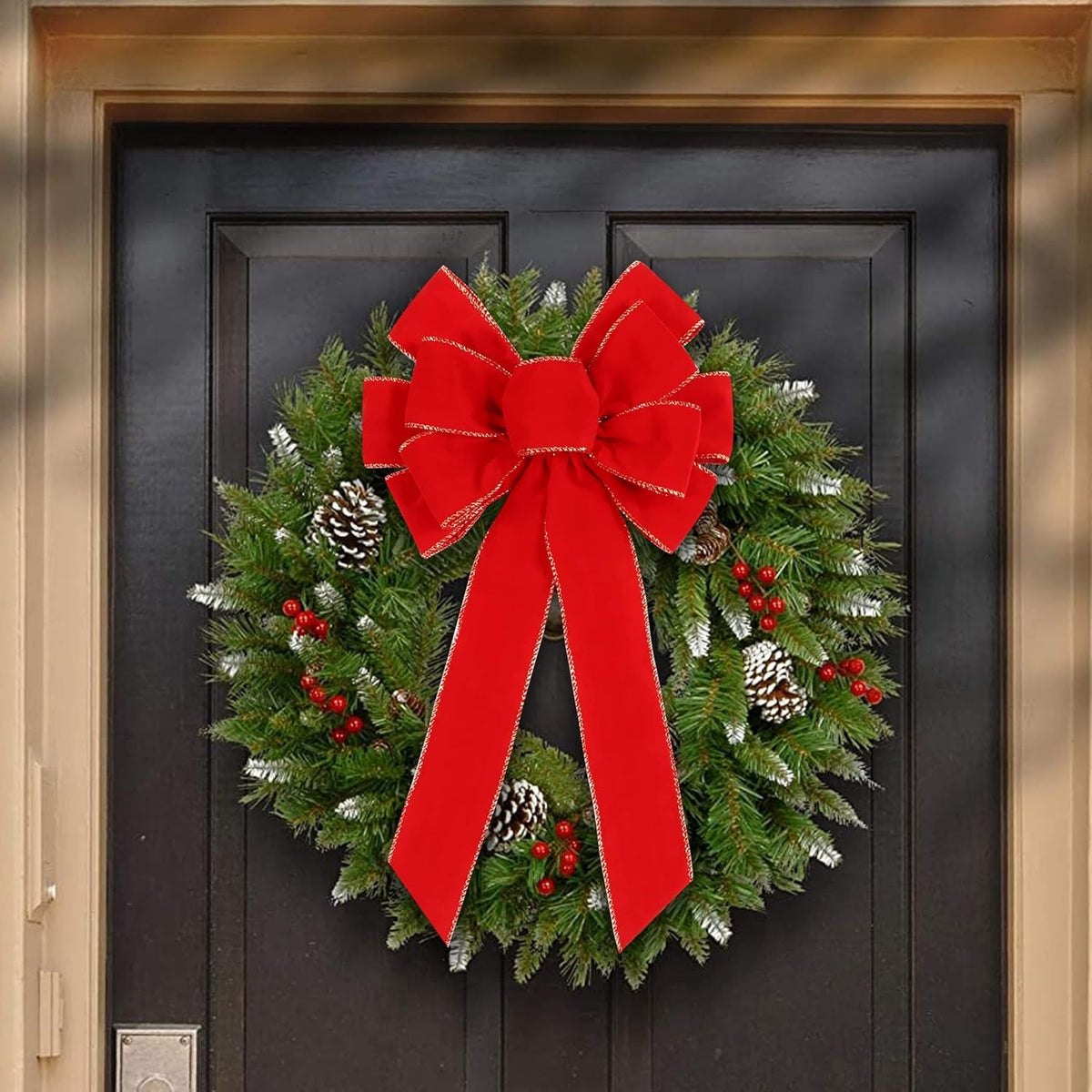 2 Pack Red Christmas Bows Outdoor Decorations