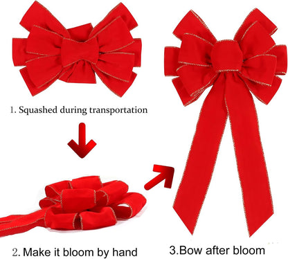 2 Pack Red Christmas Bows Outdoor Decorations