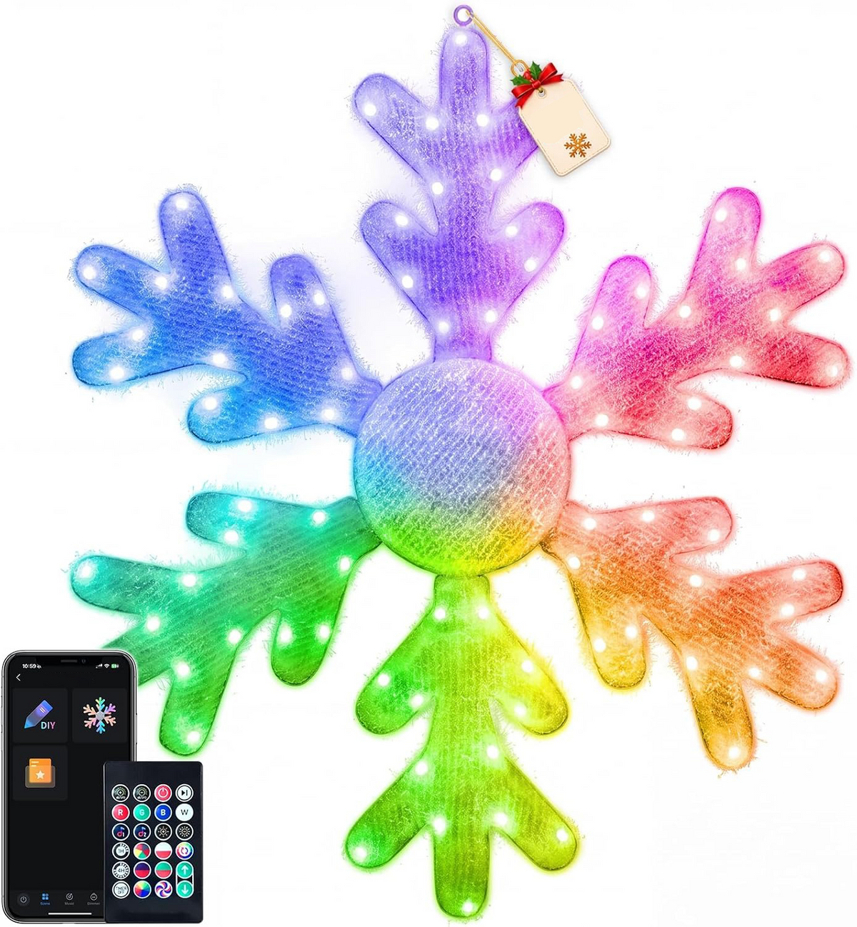 32-Inch Smart LED Snowflake Lights