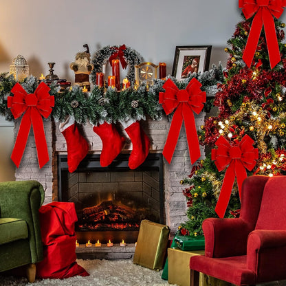 2 Pack Red Christmas Bows Outdoor Decorations