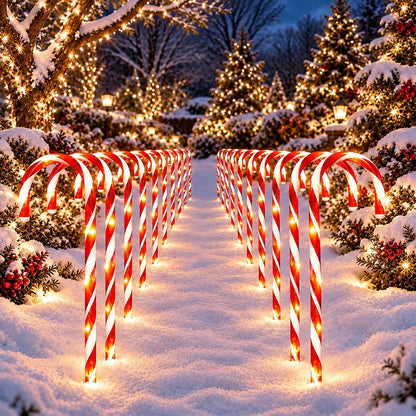 10 Pack Solar Candy Cane Lights