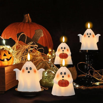 Halloween Flameless Candles with 6hrs Timer Spooky Ghost